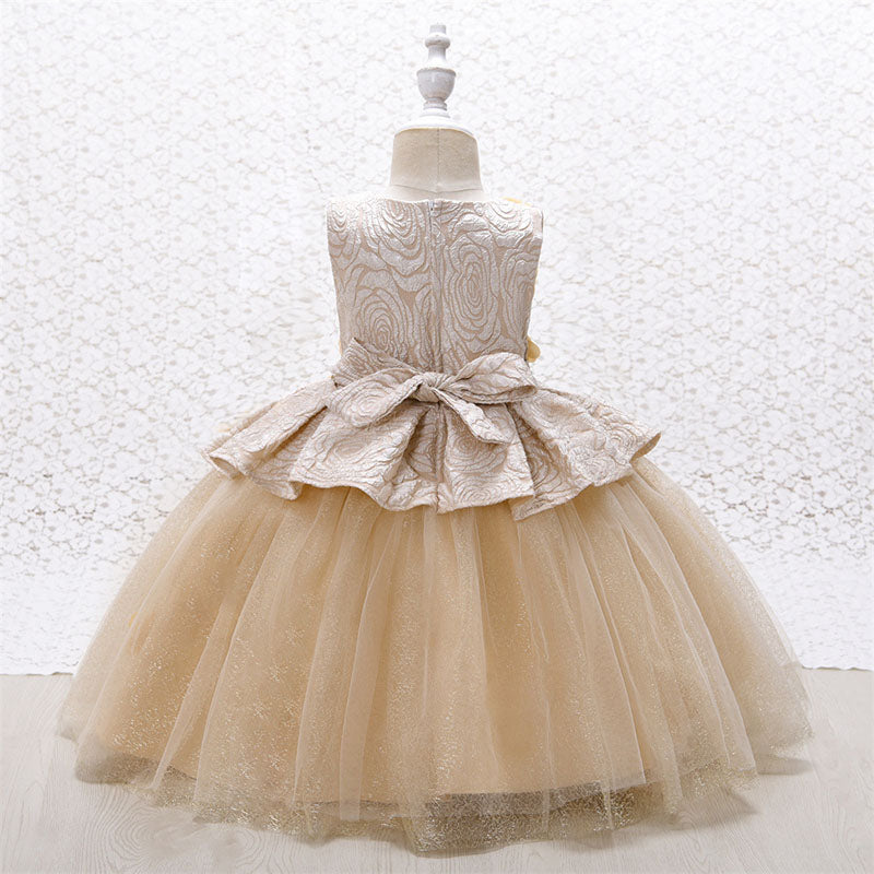 Lace Tulle Princess Flower Girl Dress | Sleeveless Tea