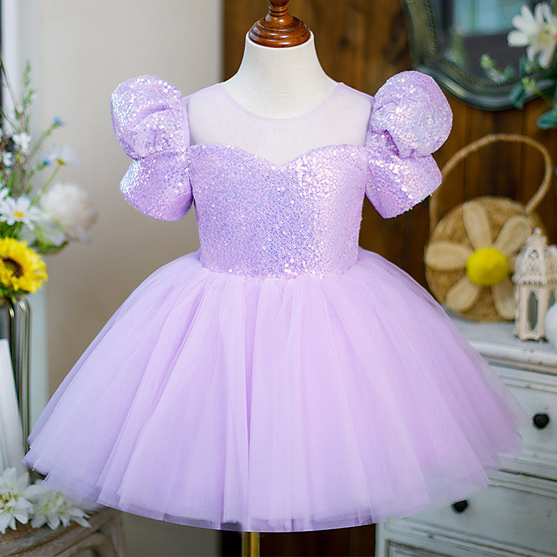 Lilac A-Line Flower Girl Dress - Sequin & Tulle