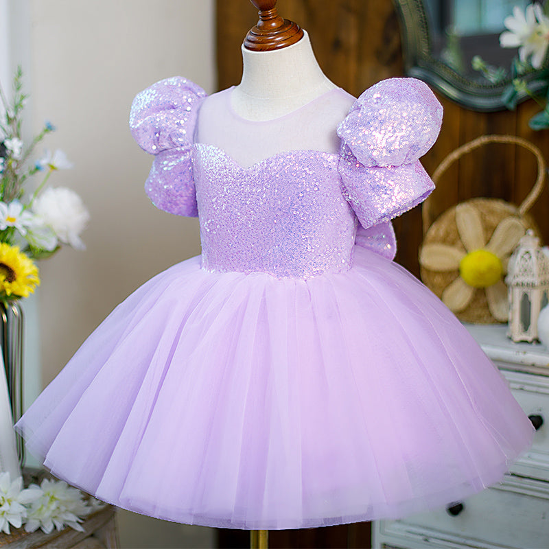 Lilac A-Line Flower Girl Dress - Sequin & Tulle