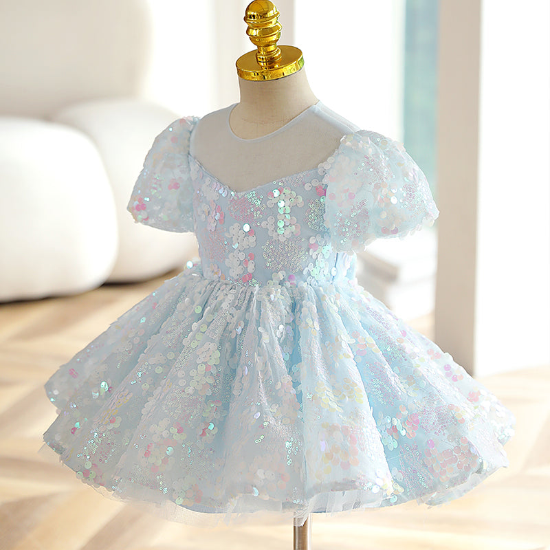 Mint Green Sequin Princess Flower Girl Dress