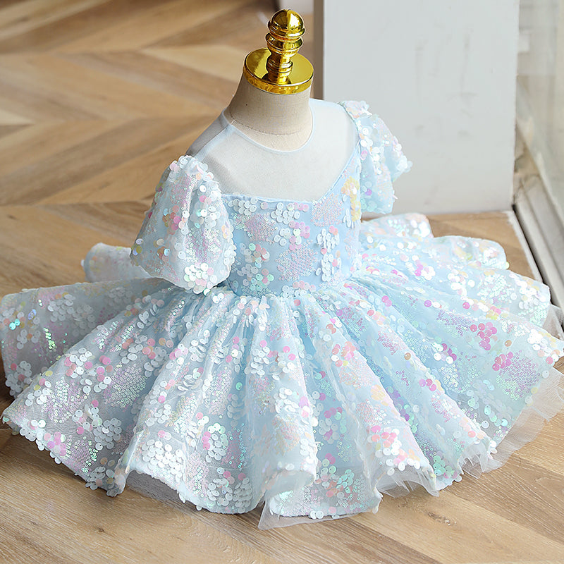 Mint Green Sequin Princess Flower Girl Dress