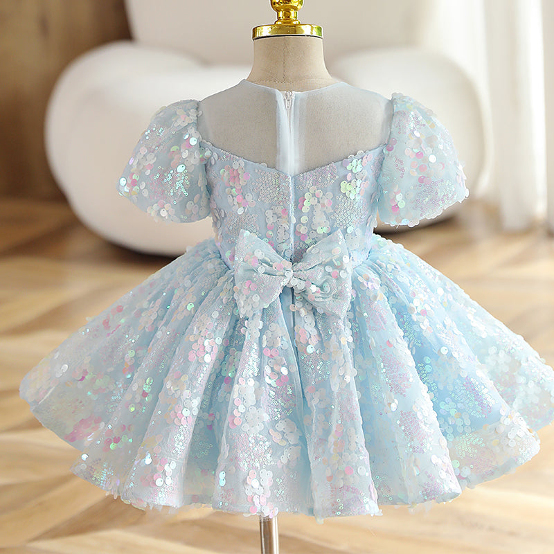 Mint Green Sequin Princess Flower Girl Dress