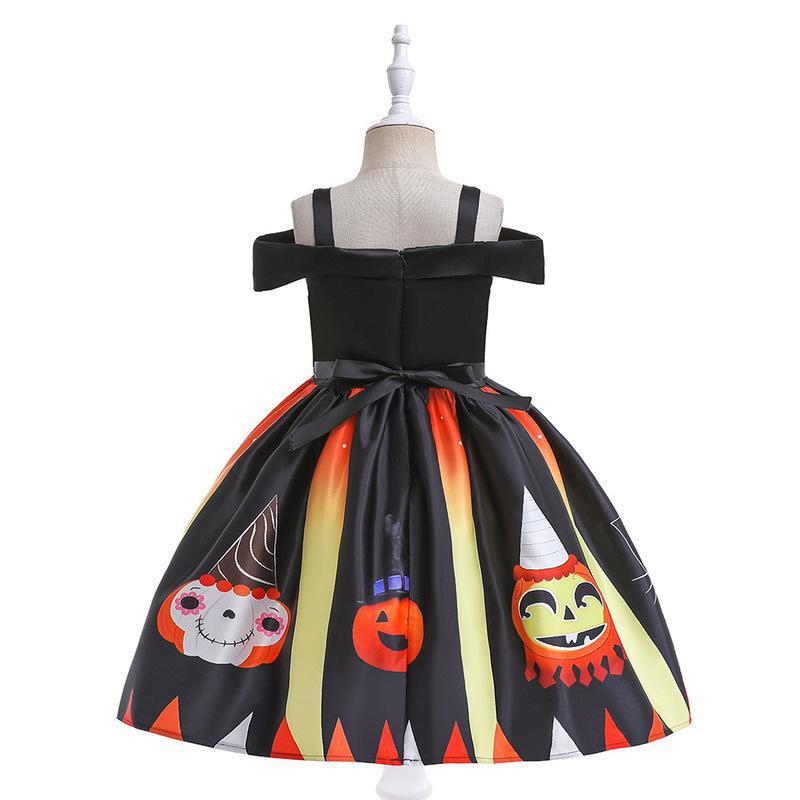 Girls' Black Off Shoulder Ruffle Princess Dress – Tea Length Party Gown