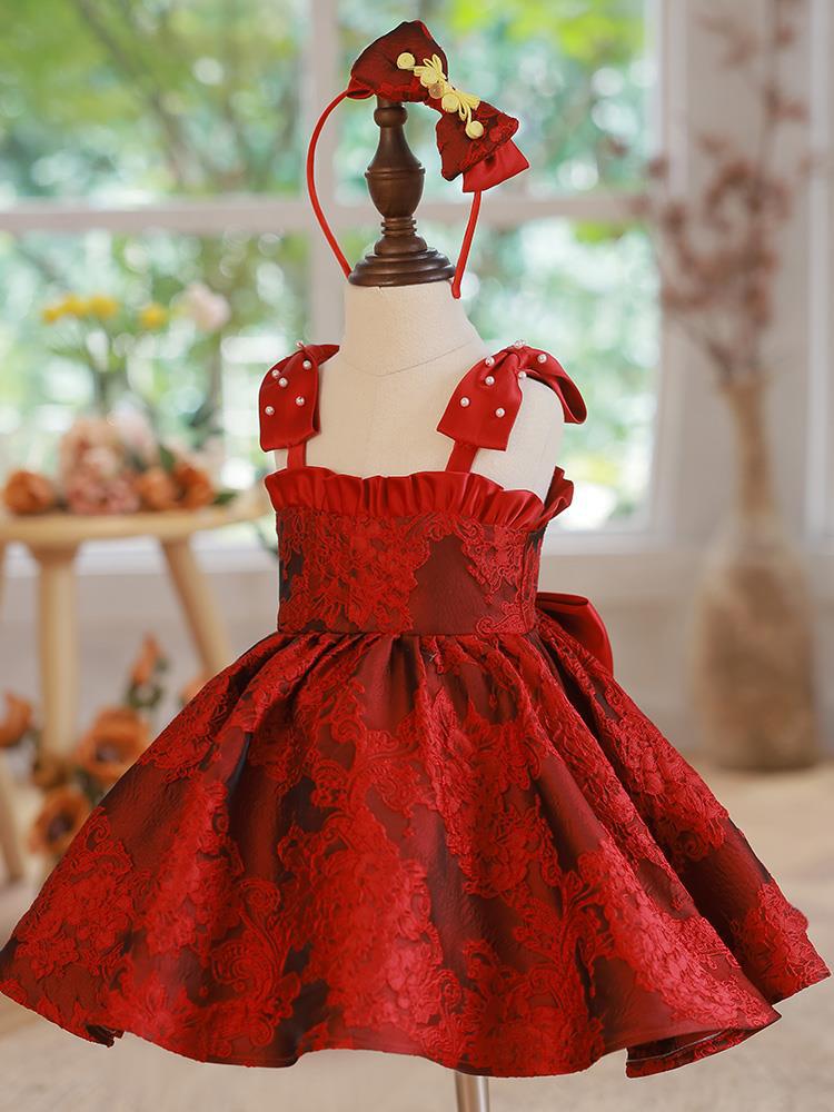 Off Shoulder Satin Ball Gown Dress for Girls with Floral Print and Bow