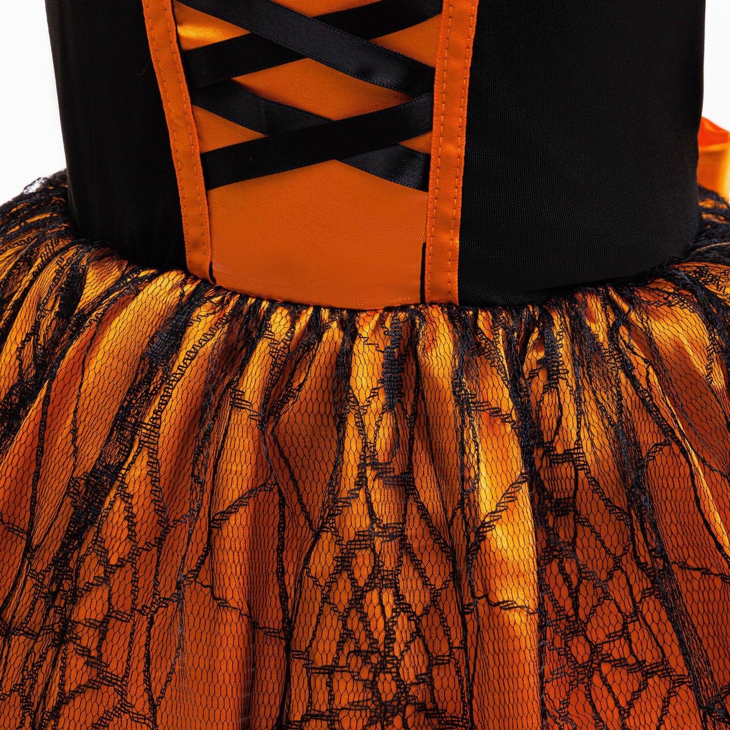 Orange A-Line Satin Tea Length Dress for Girls – Sleeveless Holiday & Party Dress