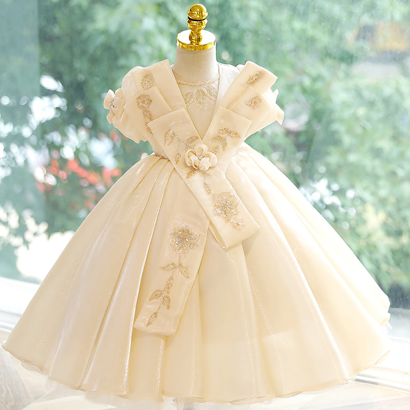 Pink A-Line Flower Girl Dress - Collared, Polka Dot Tulle