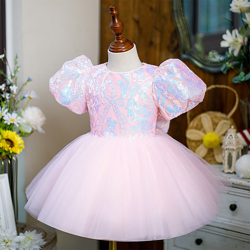 Pink Princess Flower Girl Dress - Sequin & Tulle