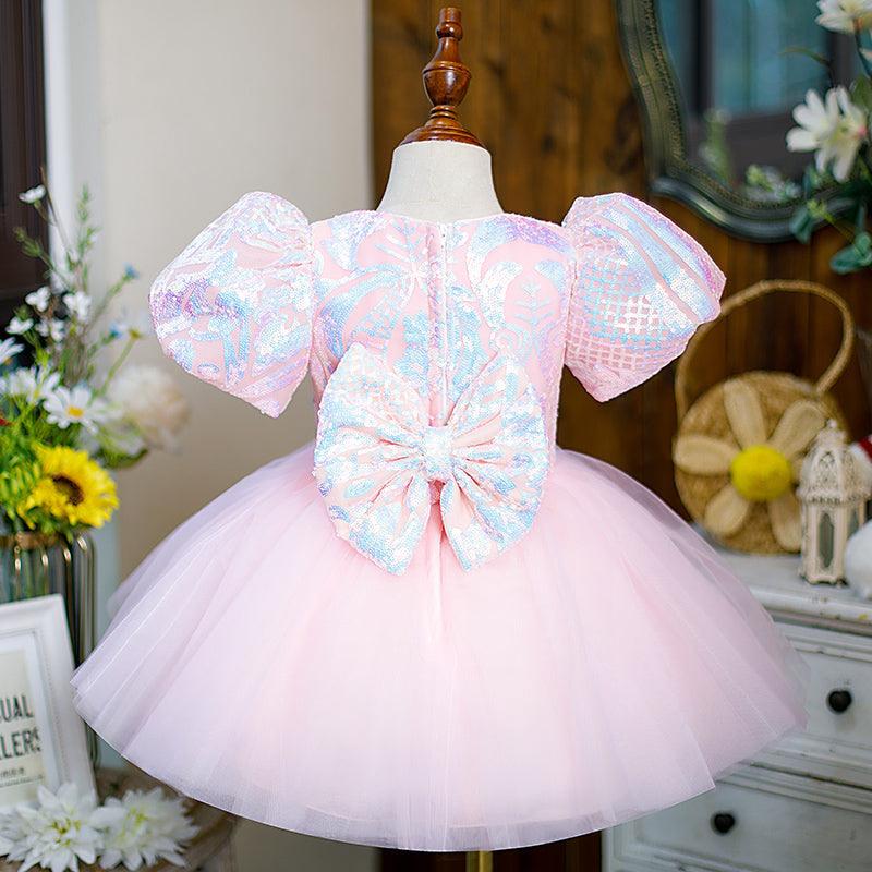 Pink Princess Flower Girl Dress - Sequin & Tulle