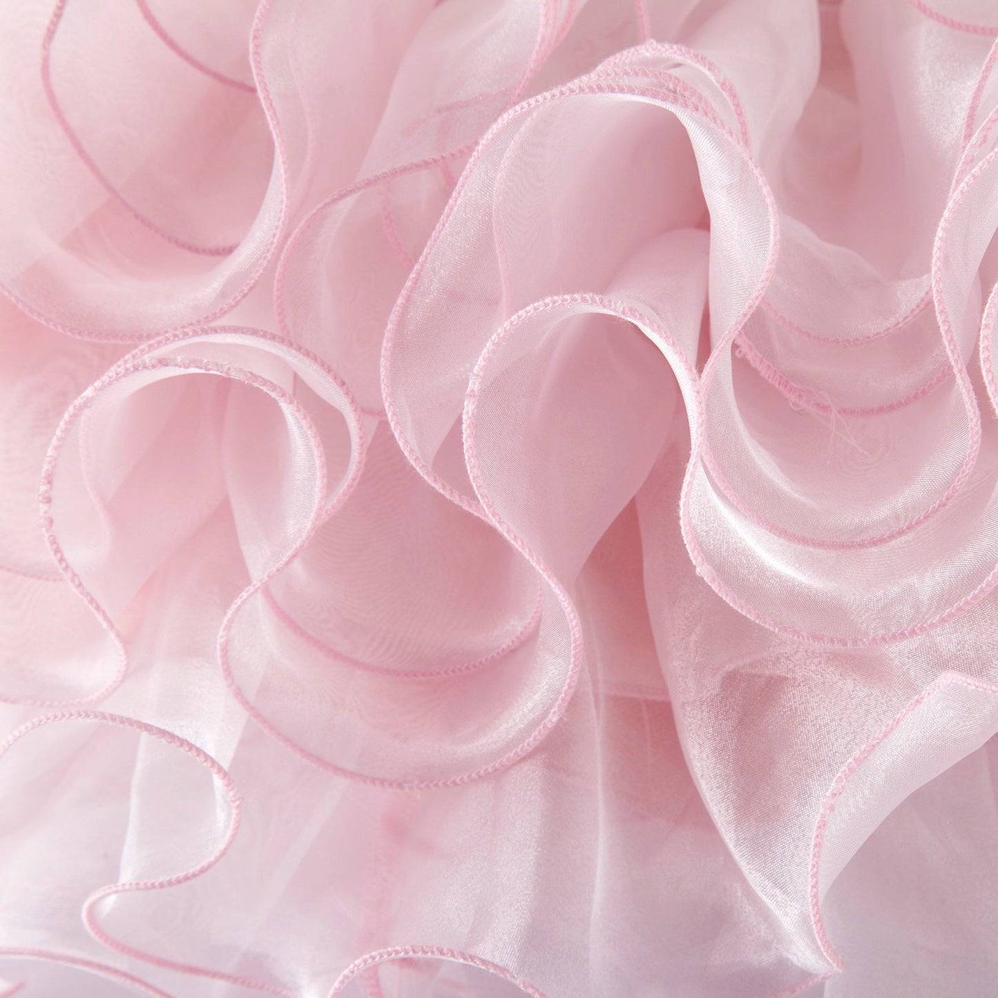 Pink Princess Tea-Length Flower Girl Dress with Ruffles