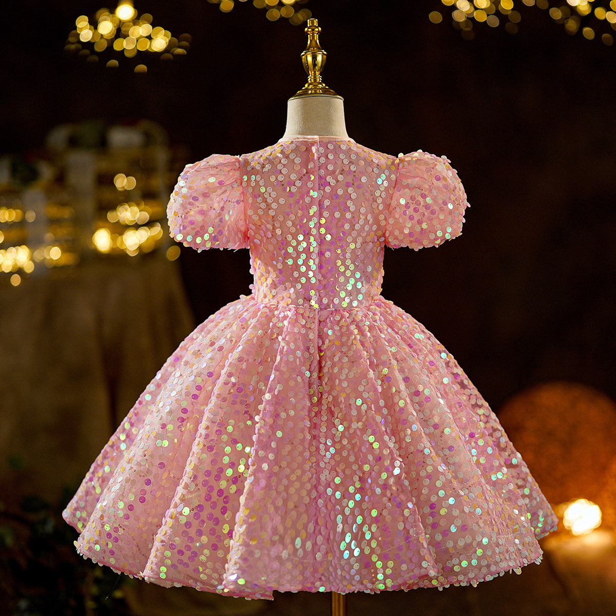 Pink Sequined Ball Gown Dress for Baby Girls | Flower Girl, Party & Birthday