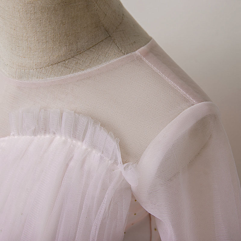 Pink Tulle A-Line Flower Girl Dress with Lace & Sequins