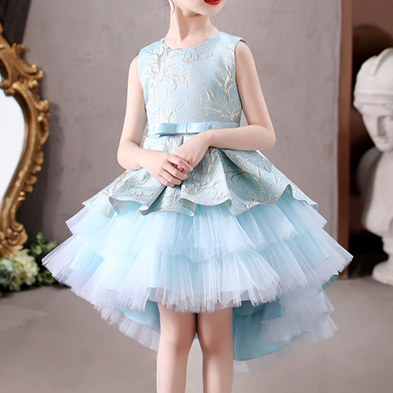 Princess Flower Girl Dress with Cascading Ruffles & Bow
