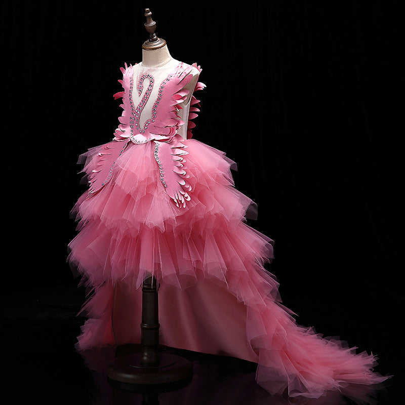Princess Flower Girl Dress with Cascading Ruffles & Pleats