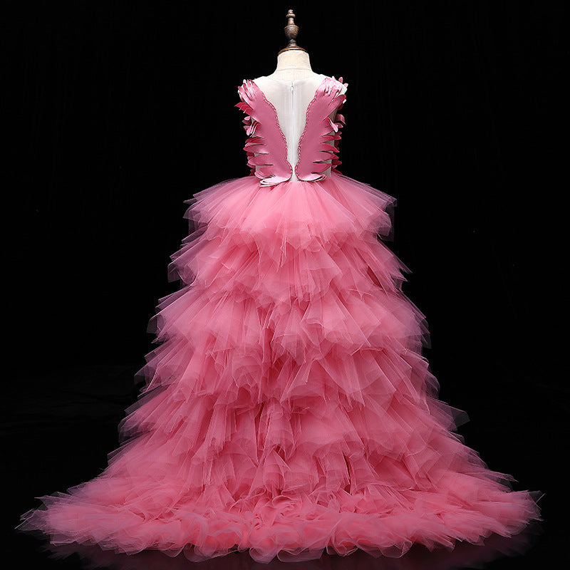 Princess Flower Girl Dress with Cascading Ruffles & Pleats