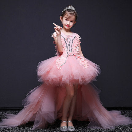 Princess Flower Girl Dress with Cascading Ruffles & Pleats