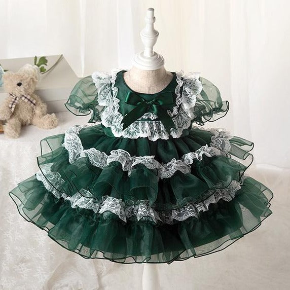 Princess Organza Flower Girl Dress with Lace and Bows