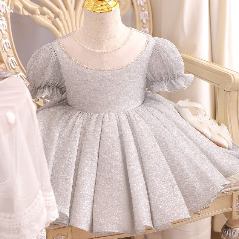 Princess Polyester Flower Girl Dress with Bows and Ruffles