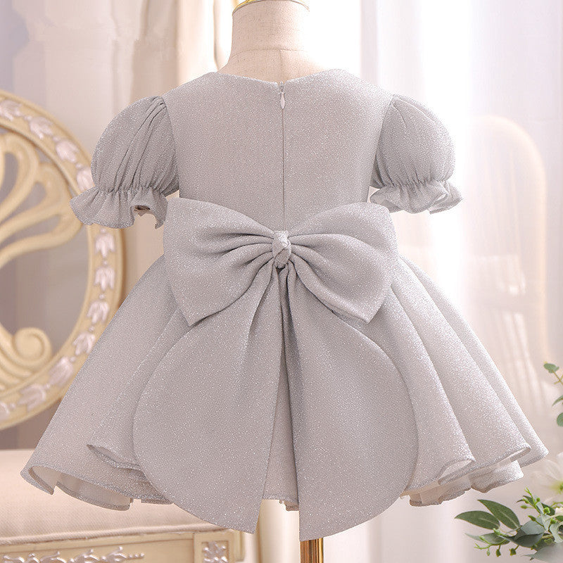Princess Polyester Flower Girl Dress with Bows and Ruffles