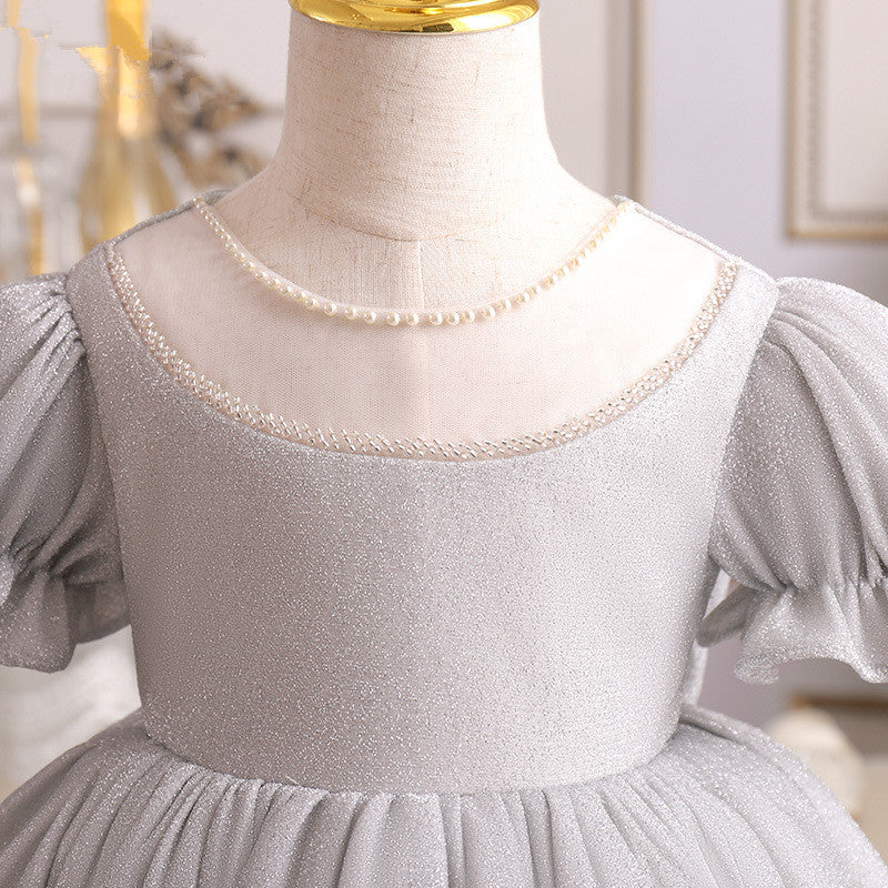 Princess Polyester Flower Girl Dress with Bows and Ruffles