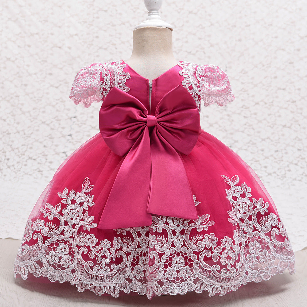 Princess Satin Lace Flower Girl Dress | Sleeveless Cap