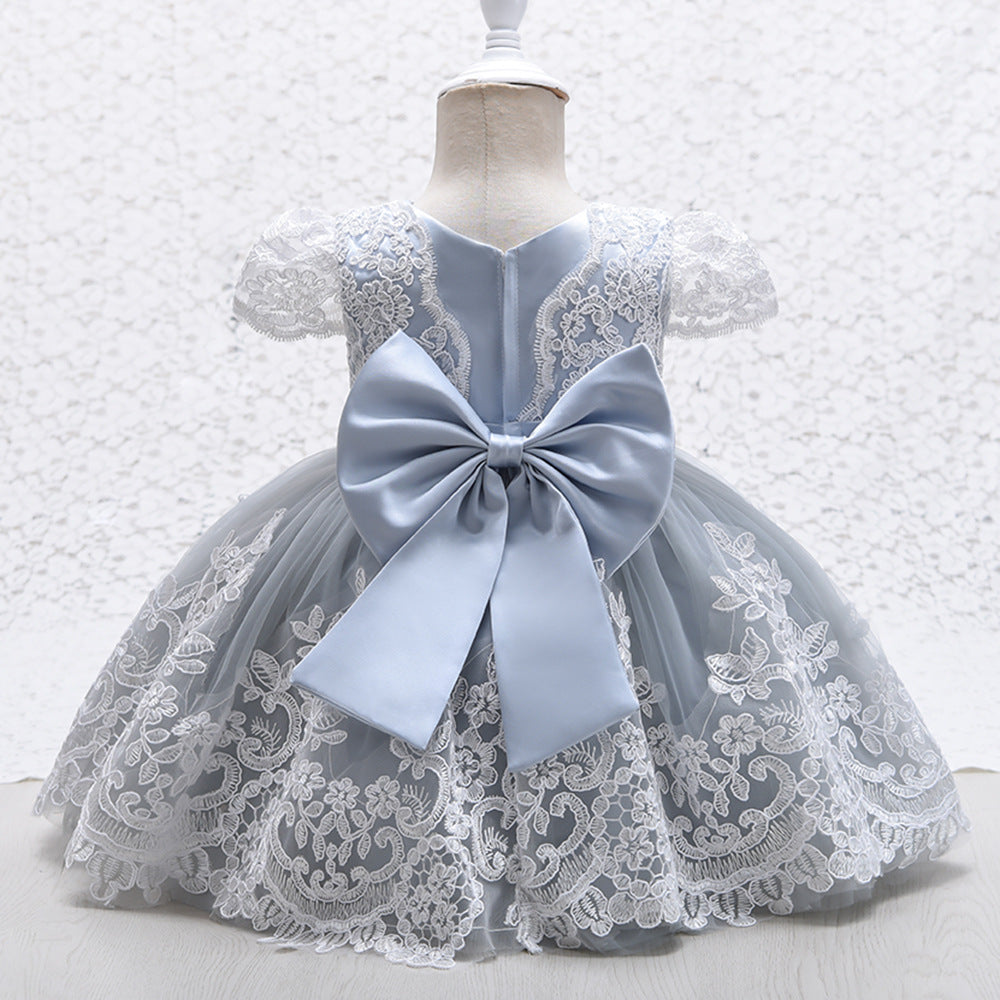 Princess Satin Lace Flower Girl Dress | Sleeveless Cap