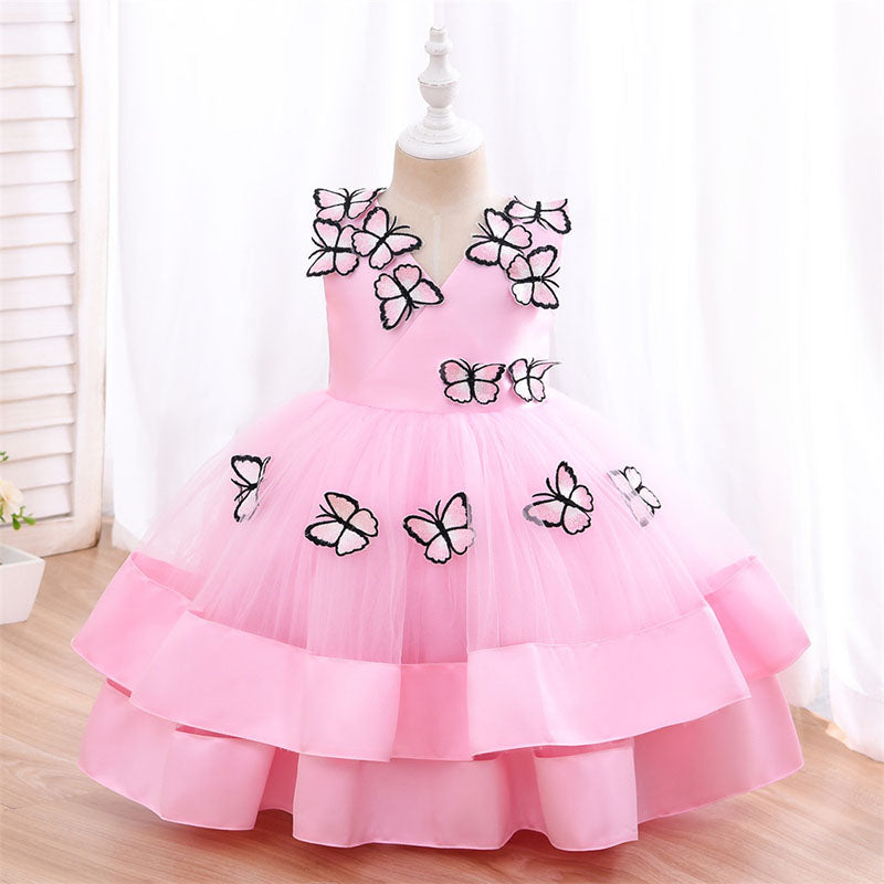 Princess Tea Length Flower Girl Dress | V-Neck Flowers