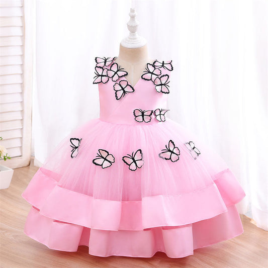Princess Tea Length Flower Girl Dress | V-Neck Flowers