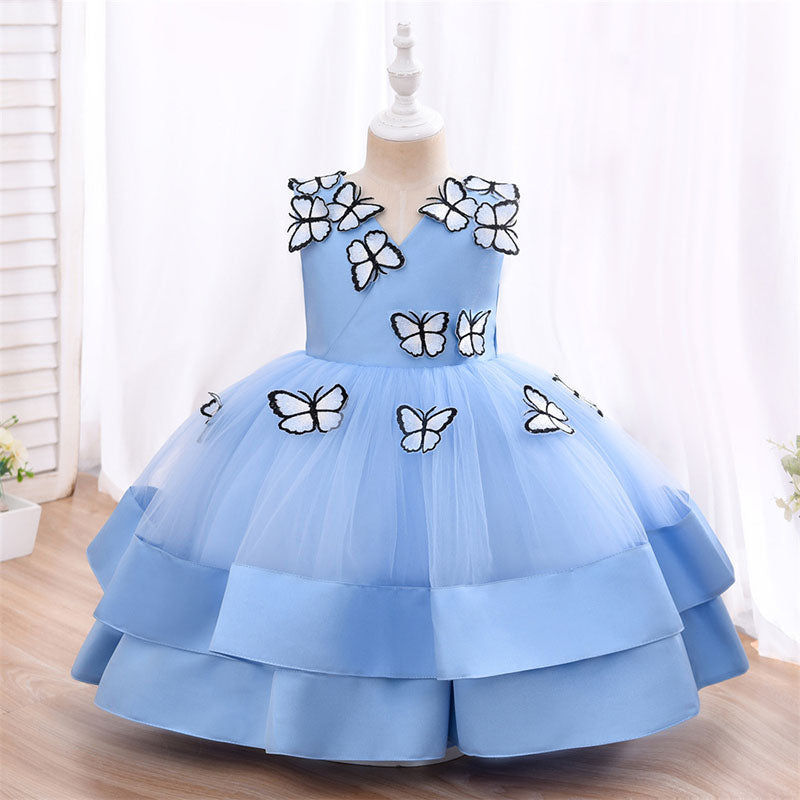 Princess Tea Length Flower Girl Dress | V-Neck Flowers