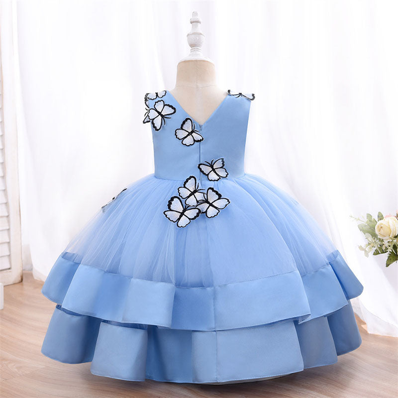 Princess Tea Length Flower Girl Dress | V-Neck Flowers
