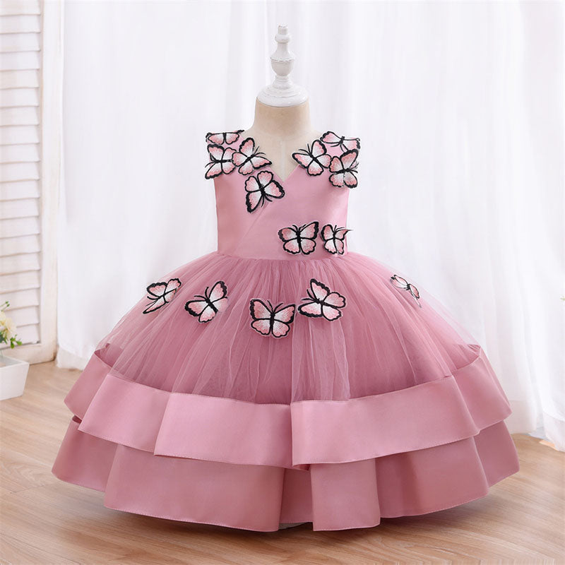 Princess Tea Length Flower Girl Dress | V-Neck Flowers