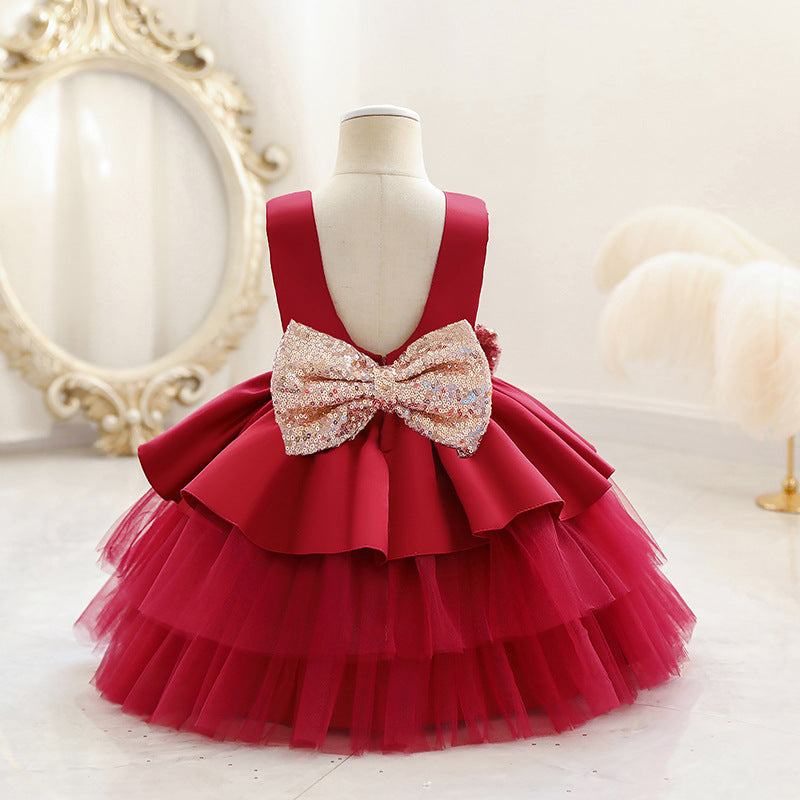 Princess Tea-Length Satin and Tulle Flower Girl Dress with Ruffles
