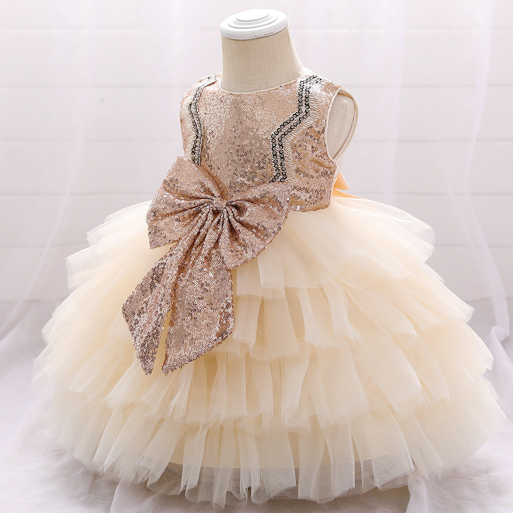 Princess Tea-Length Tulle Flower Girl Dress with Sequins