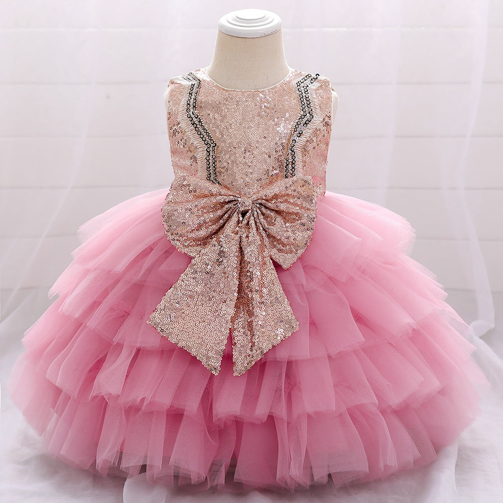 Princess Tea-Length Tulle Flower Girl Dress with Sequins