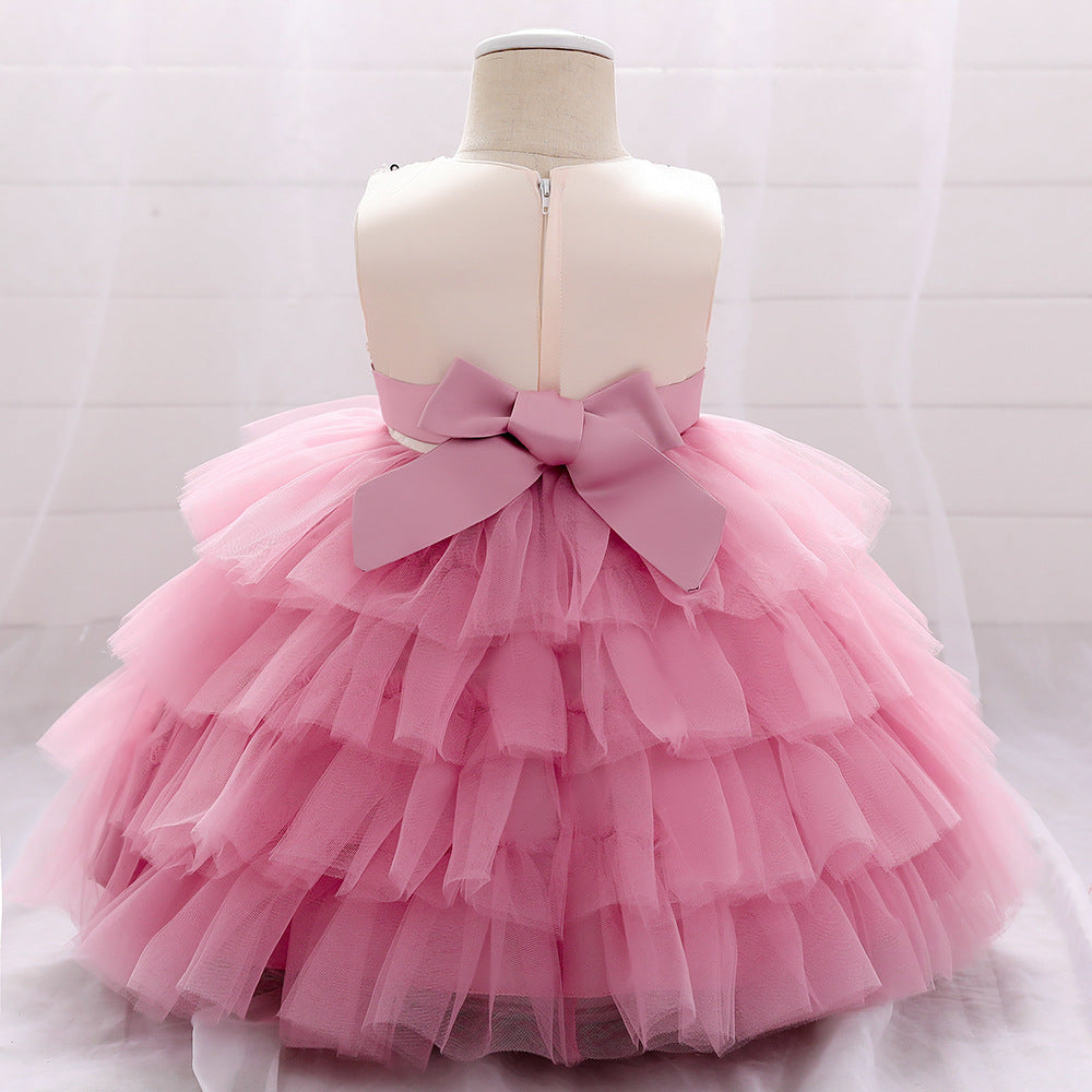 Princess Tea-Length Tulle Flower Girl Dress with Sequins