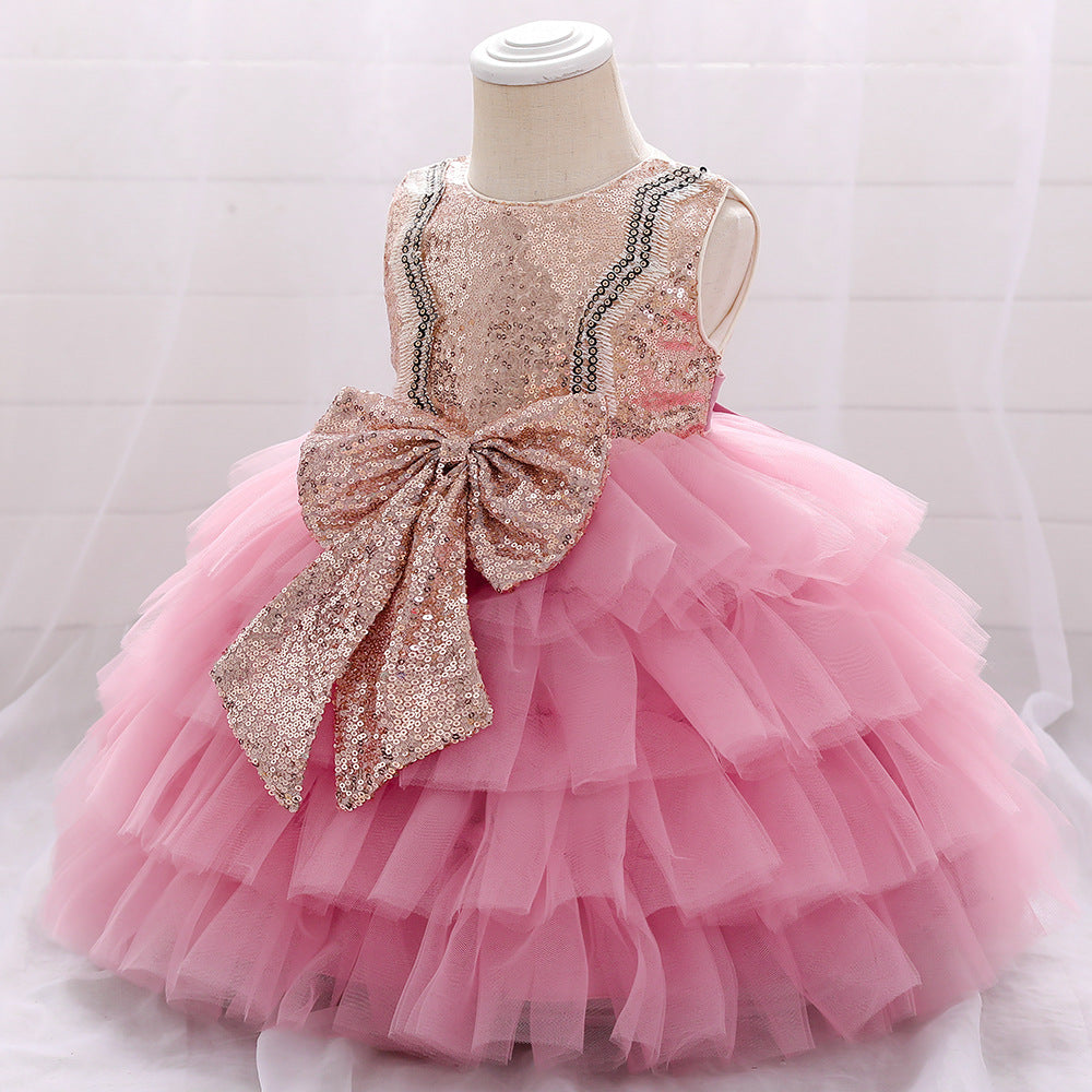 Princess Tea-Length Tulle Flower Girl Dress with Sequins