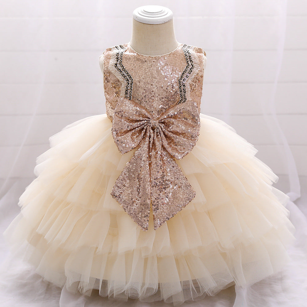 Princess Tea-Length Tulle Flower Girl Dress with Sequins