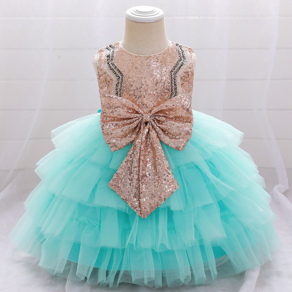 Princess Tea-Length Tulle Flower Girl Dress with Sequins