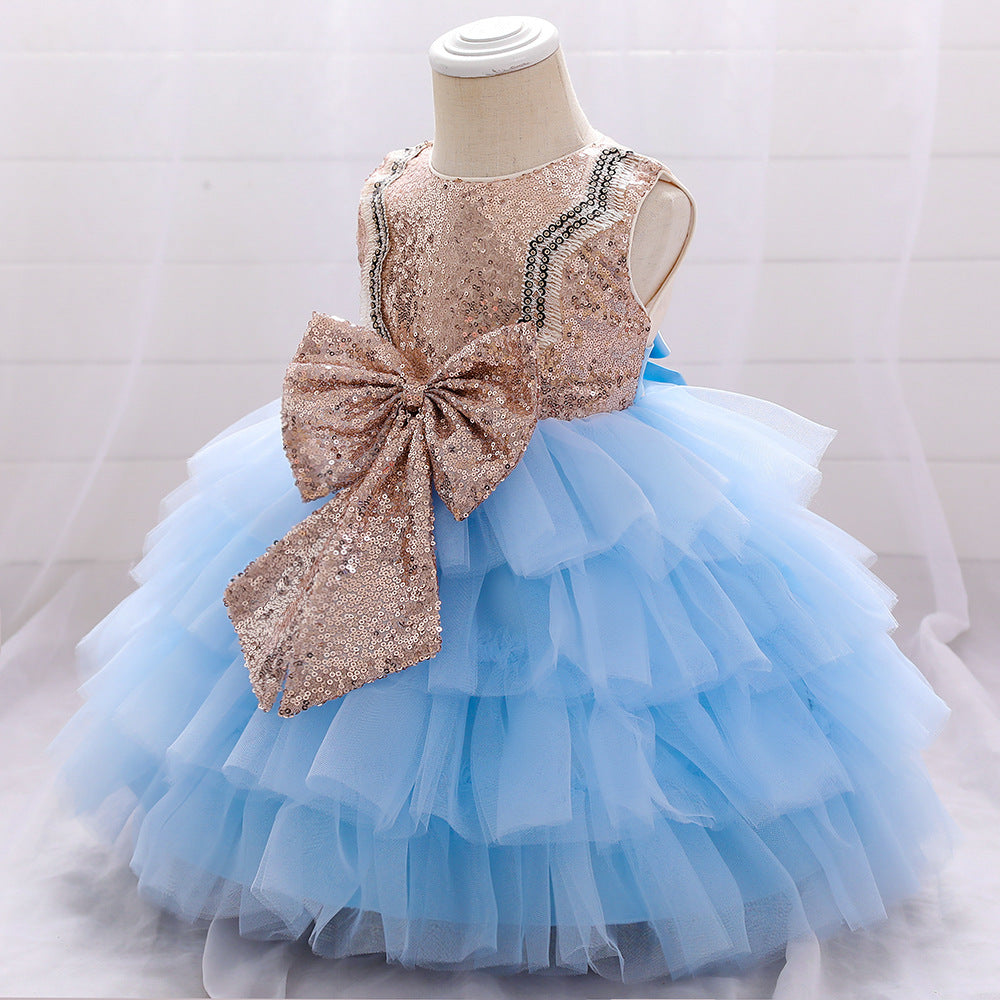 Princess Tea-Length Tulle Flower Girl Dress with Sequins