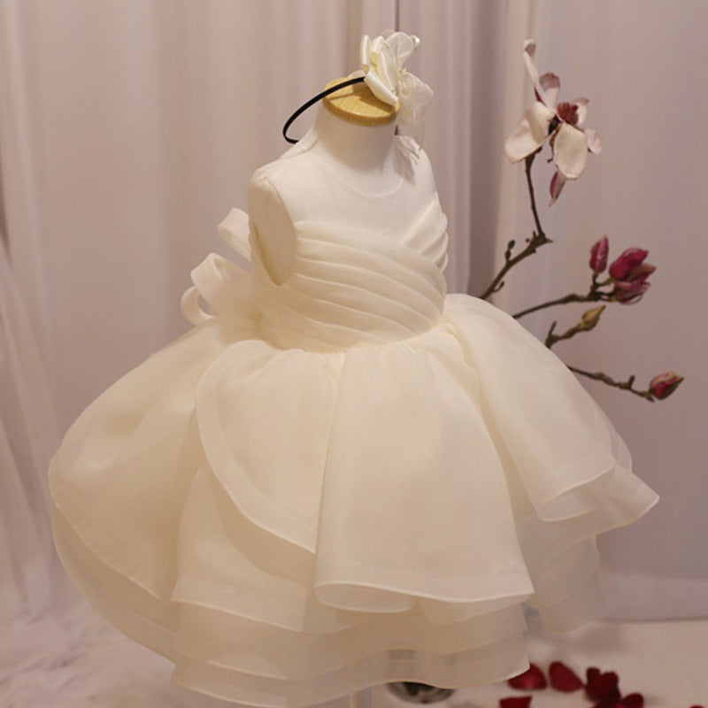 Princess Tulle & Organza Flower Girl Dress with Cascading Ruffles