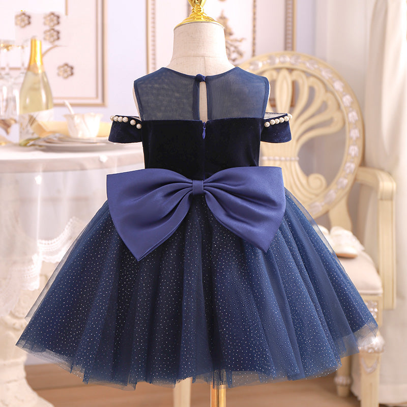 Princess Tulle Flower Girl Dress with Cold Shoulder Design