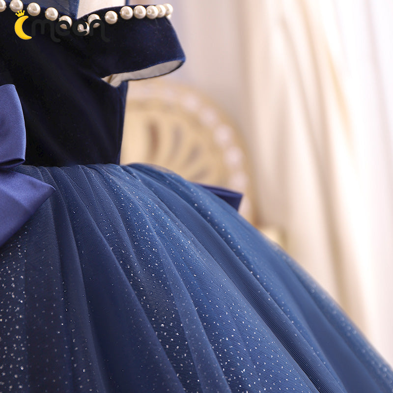 Princess Tulle Flower Girl Dress with Cold Shoulder Design