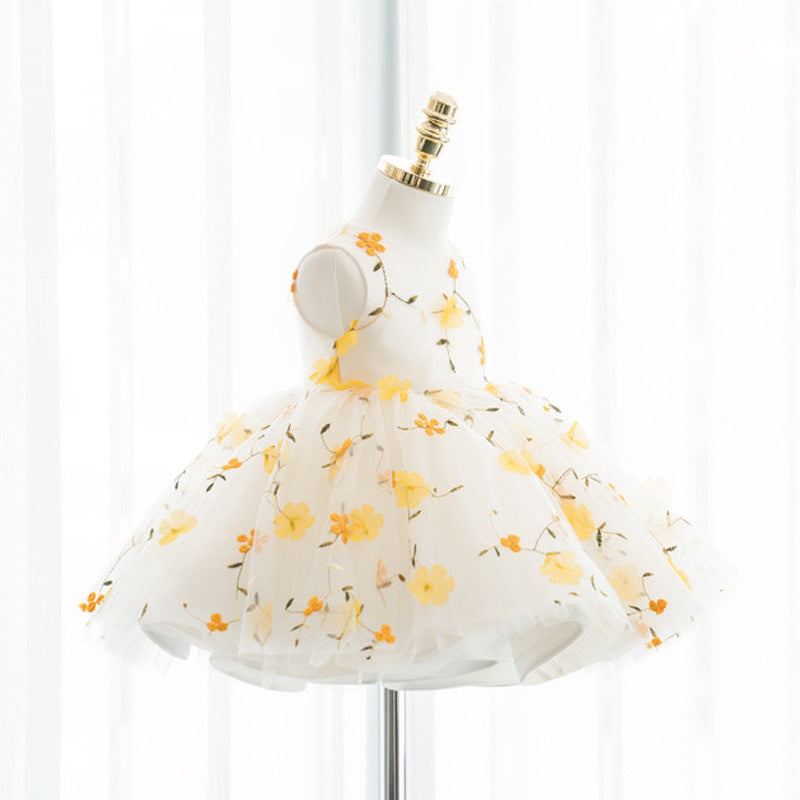Princess Tulle Flower Girl Dress with Flowers and Bows