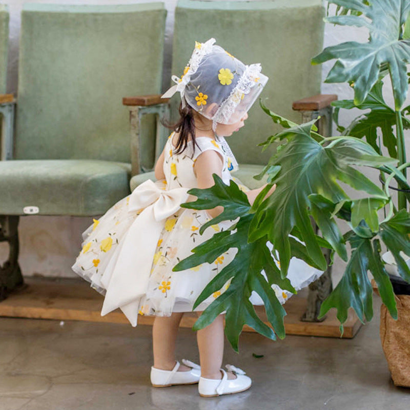 Princess Tulle Flower Girl Dress with Flowers and Bows