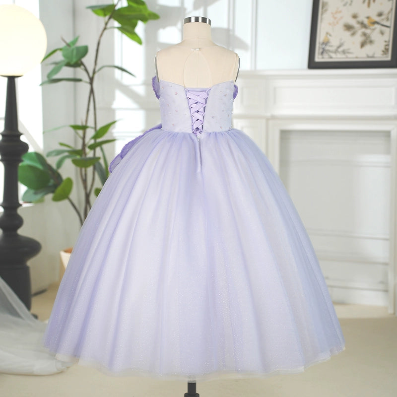 Purple A-Line Princess Flower Girl Dress – Tulle & Chiffon