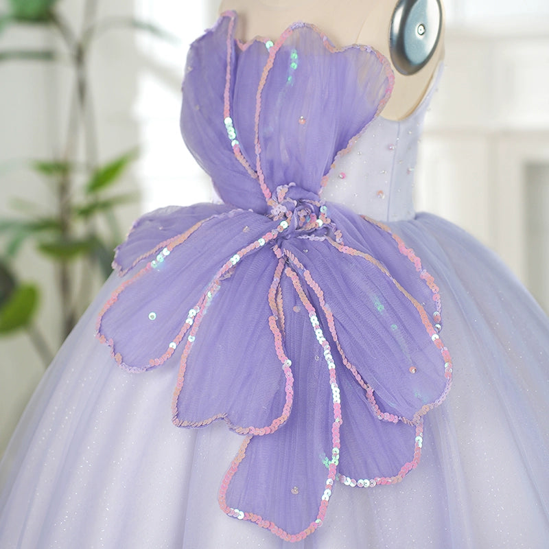 Purple A-Line Princess Flower Girl Dress – Tulle & Chiffon