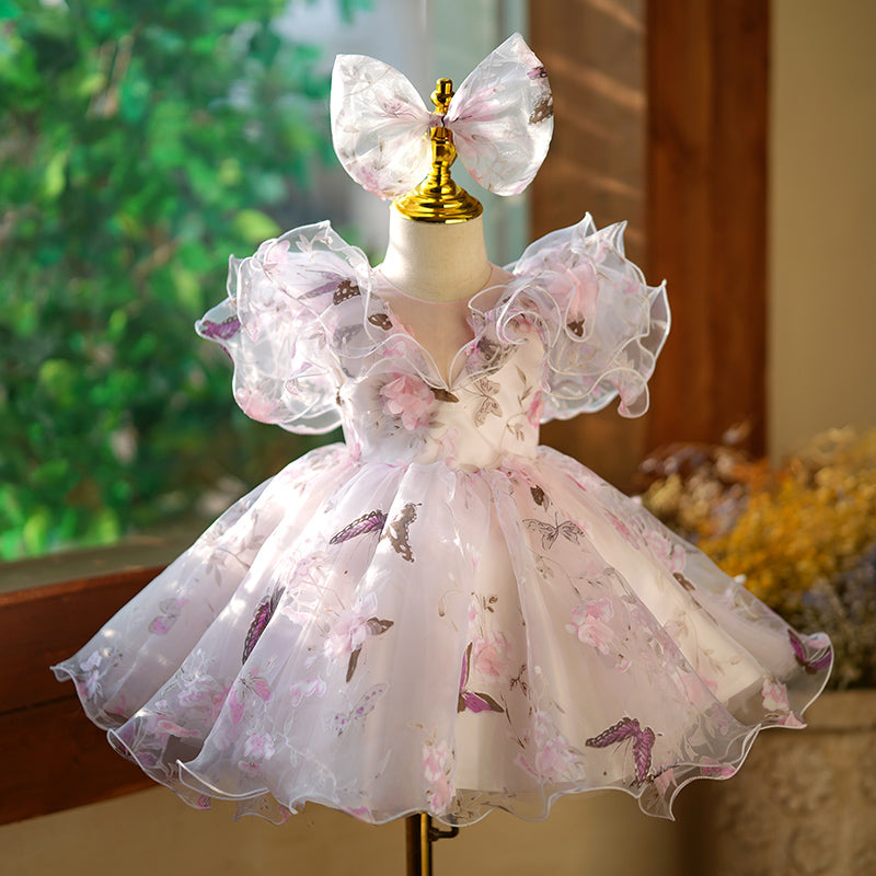 organza tutu dress LaLaMira The Yasmin 1 - Luxury White Butterfly Girl Dress