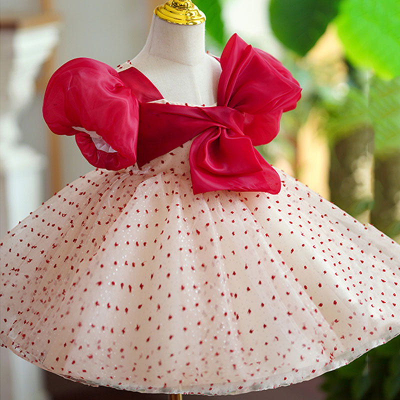 Red Tulle Ball Gown with Bow for Girls | Toddler Princess Special Occasion Dress