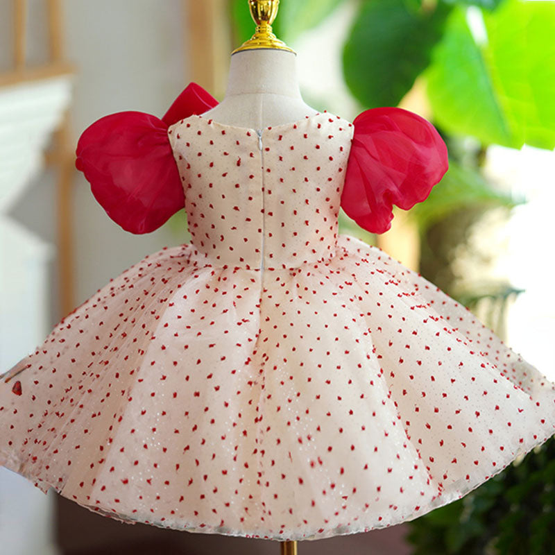 Red Tulle Ball Gown with Bow for Girls | Toddler Princess Special Occasion Dress