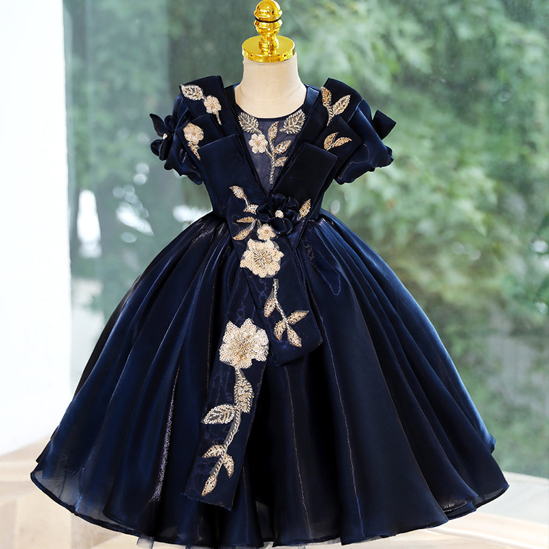 Royal Blue Organza Flower Girl Dress