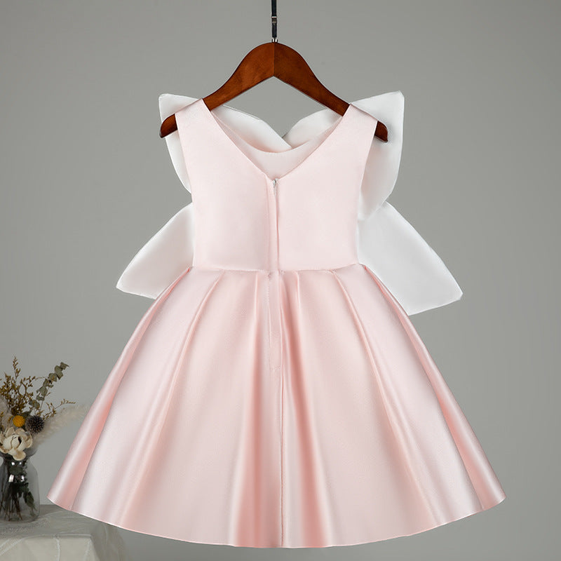 Satin A-Line Flower Girl Dress Boat Neck Sleeveless Flowers